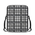 Grey Houndstooth Pattern Print Rectangular Crossbody Bag