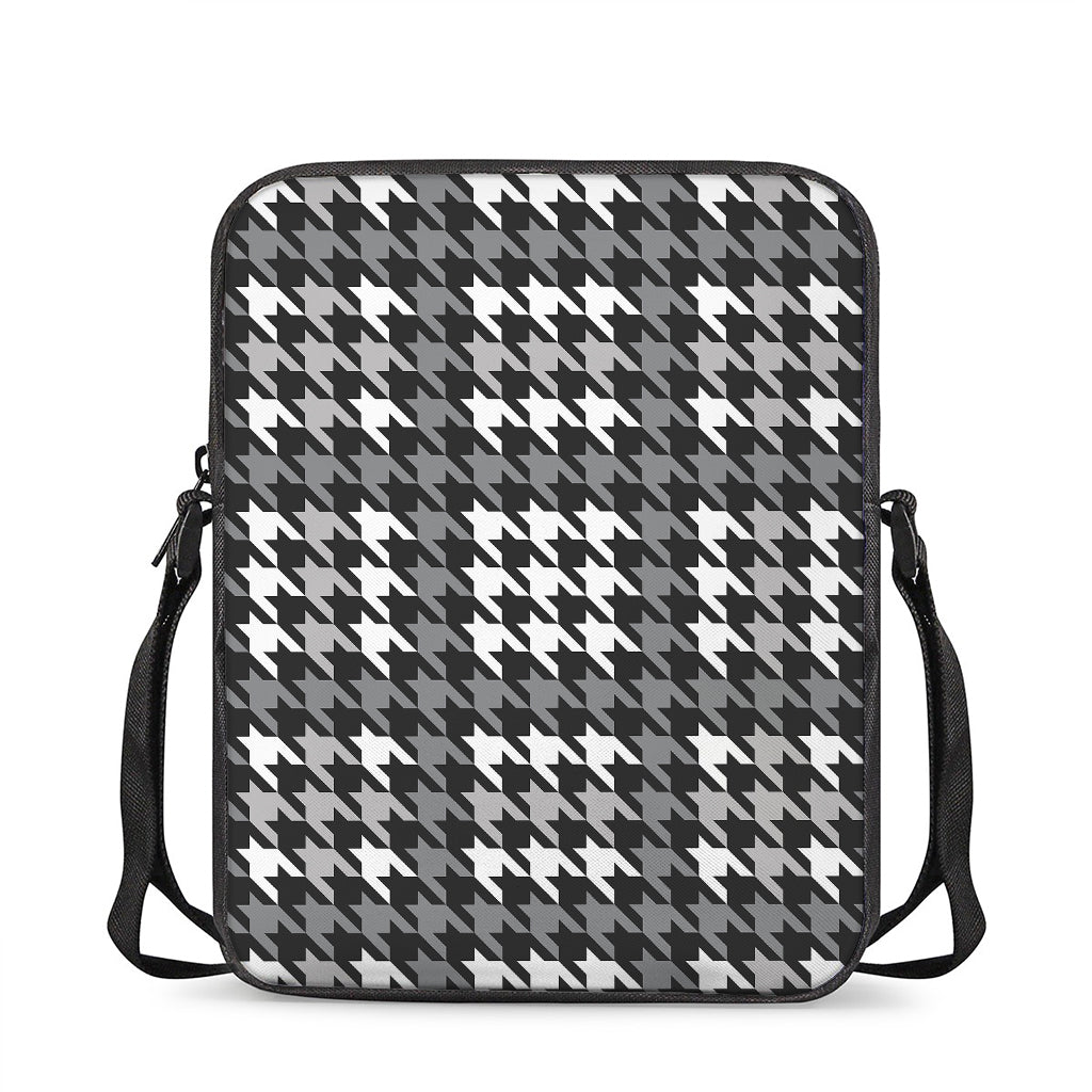 Grey Houndstooth Pattern Print Rectangular Crossbody Bag