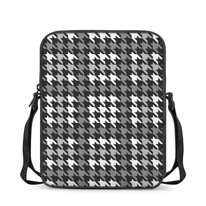 Grey Houndstooth Pattern Print Rectangular Crossbody Bag