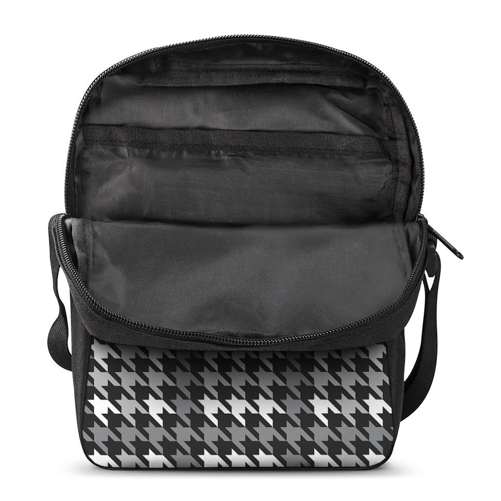 Grey Houndstooth Pattern Print Rectangular Crossbody Bag