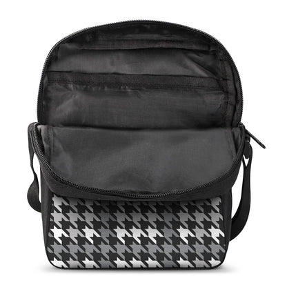 Grey Houndstooth Pattern Print Rectangular Crossbody Bag