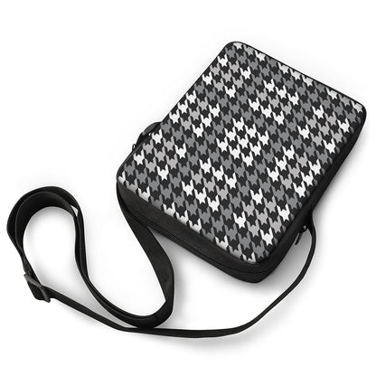 Grey Houndstooth Pattern Print Rectangular Crossbody Bag