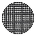 Grey Houndstooth Pattern Print Round Floor Mat