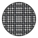 Grey Houndstooth Pattern Print Round Floor Mat