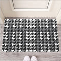 Grey Houndstooth Pattern Print Rubber Doormat