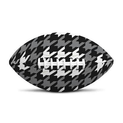 Grey Houndstooth Pattern Print Rugby Ball