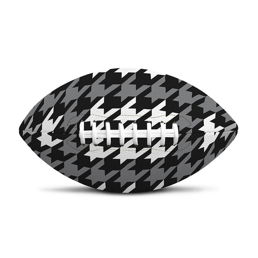 Grey Houndstooth Pattern Print Rugby Ball