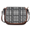 Grey Houndstooth Pattern Print Saddle Bag
