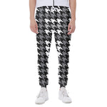 Grey Houndstooth Pattern Print Scuba Joggers