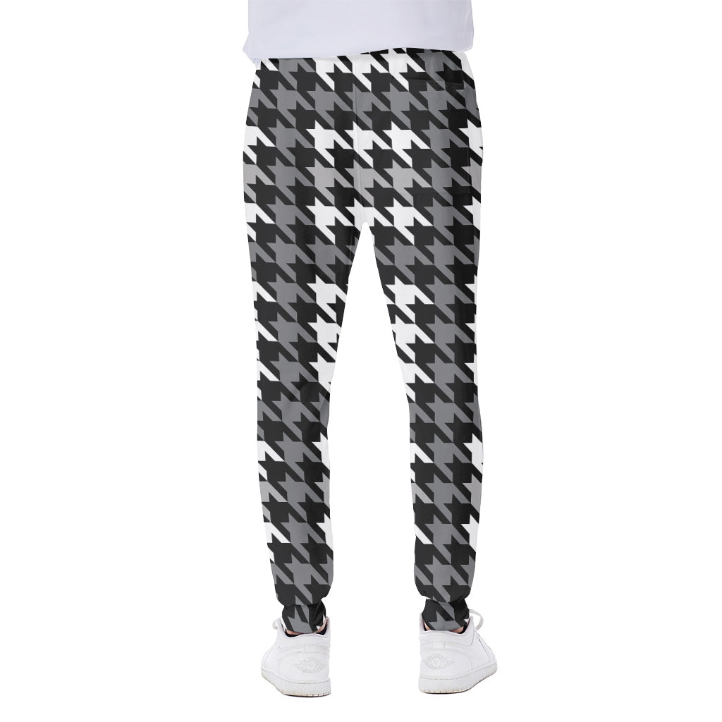 Grey Houndstooth Pattern Print Scuba Joggers