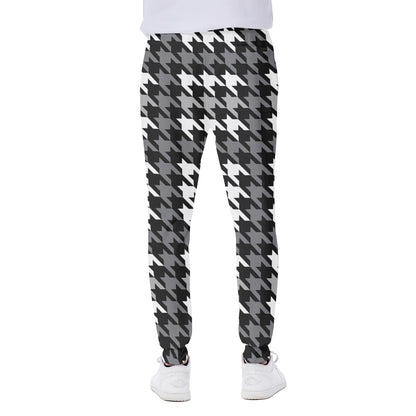 Grey Houndstooth Pattern Print Scuba Joggers