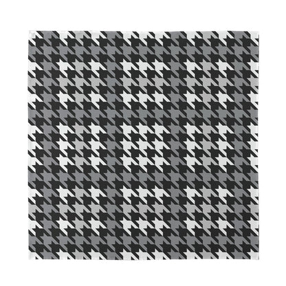 Grey Houndstooth Pattern Print Silk Bandana