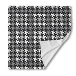 Grey Houndstooth Pattern Print Silk Bandana