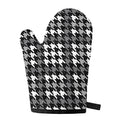 Grey Houndstooth Pattern Print Single Oven Mitt