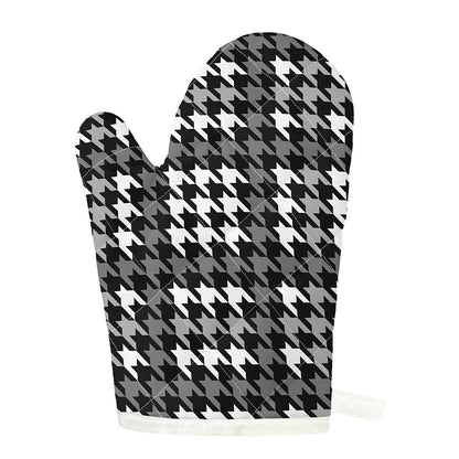 Grey Houndstooth Pattern Print Single Oven Mitt