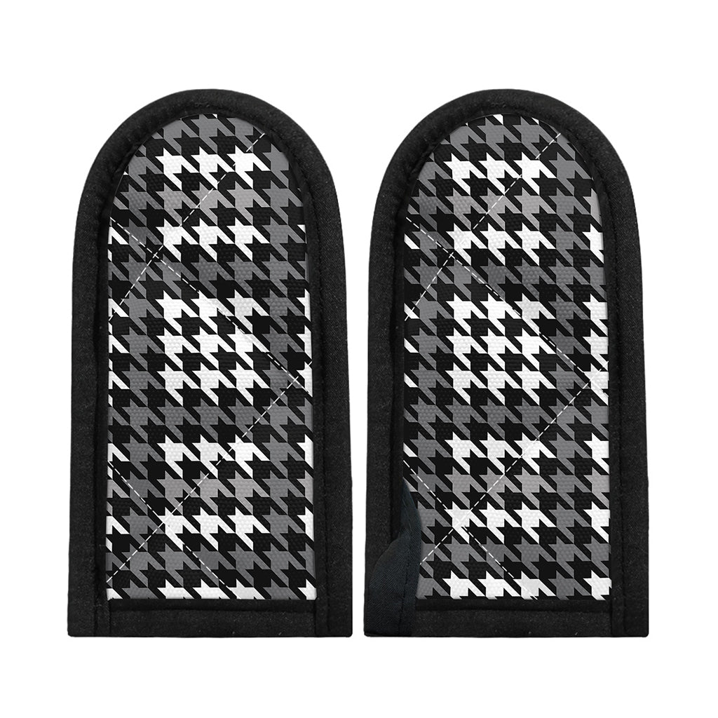 Grey Houndstooth Pattern Print Skillet Handle Cover