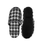 Grey Houndstooth Pattern Print Slippers