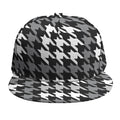 Grey Houndstooth Pattern Print Snapback Cap