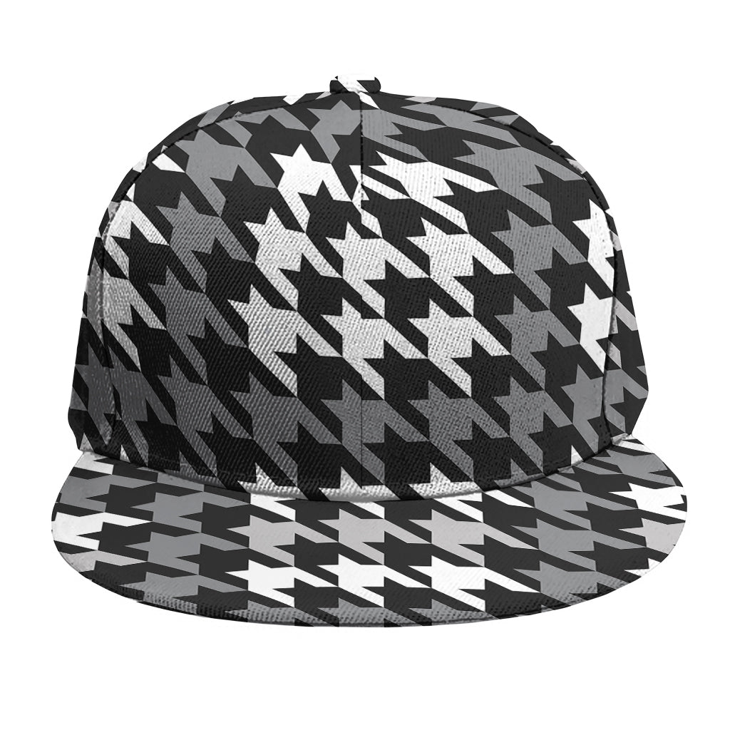 Grey Houndstooth Pattern Print Snapback Cap