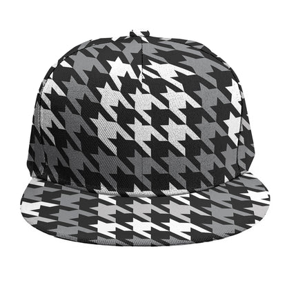 Grey Houndstooth Pattern Print Snapback Cap