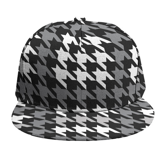 Grey Houndstooth Pattern Print Snapback Cap