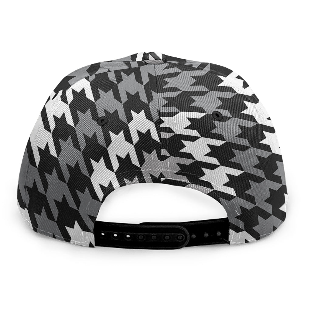 Grey Houndstooth Pattern Print Snapback Cap