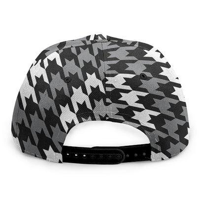 Grey Houndstooth Pattern Print Snapback Cap