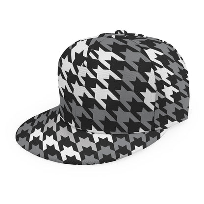 Grey Houndstooth Pattern Print Snapback Cap