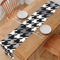 Grey Houndstooth Pattern Print Table Runner