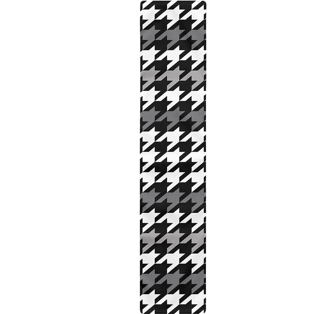 Grey Houndstooth Pattern Print Table Runner
