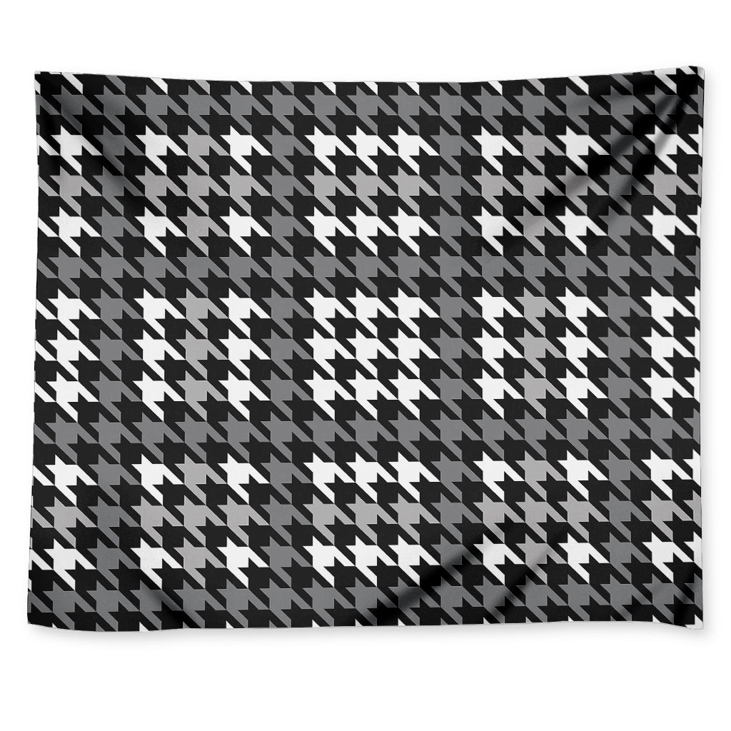 Grey Houndstooth Pattern Print Tapestry