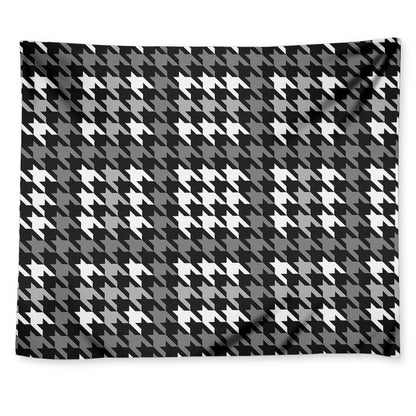 Grey Houndstooth Pattern Print Tapestry