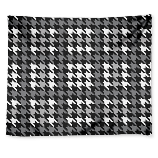 Grey Houndstooth Pattern Print Tapestry