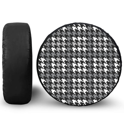 Grey Houndstooth Pattern Print Tire Cover