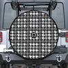 Grey Houndstooth Pattern Print Tire Cover With Camera Hole