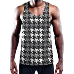 Grey Houndstooth Pattern Print Training Tank Top