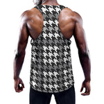 Grey Houndstooth Pattern Print Training Tank Top