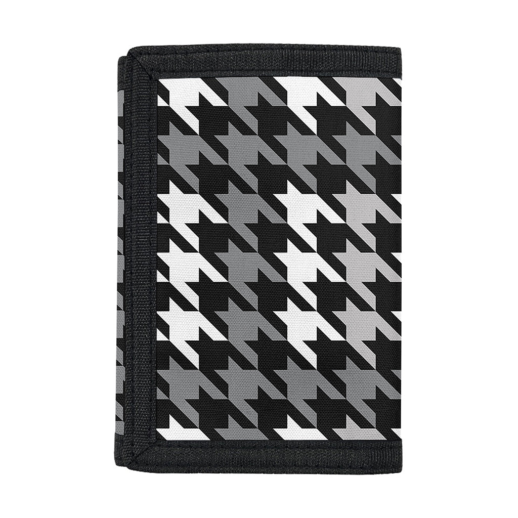 Grey Houndstooth Pattern Print Trifold Wallet