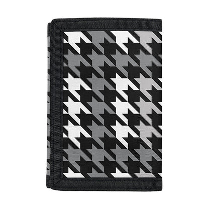 Grey Houndstooth Pattern Print Trifold Wallet