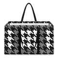 Grey Houndstooth Pattern Print Utility Tote Bag