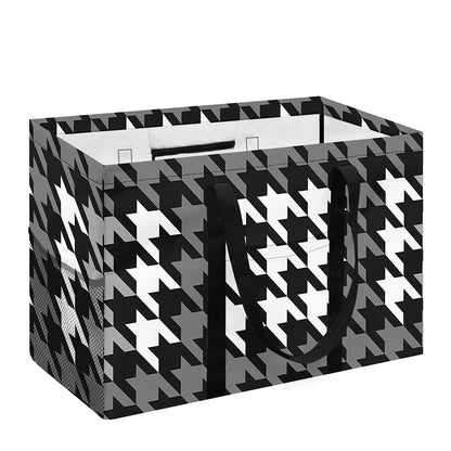 Grey Houndstooth Pattern Print Utility Tote Bag