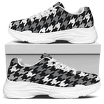 Grey Houndstooth Pattern Print White Chunky Shoes