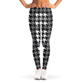 Grey Houndstooth Pattern Print Women's Leggings