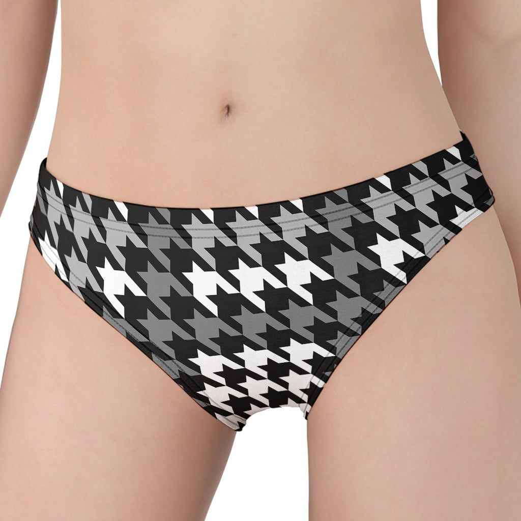 Grey Houndstooth Pattern Print Women's Panties