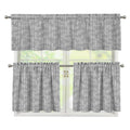 Grey Knitted Pattern Print 3 Piece Kitchen Curtains