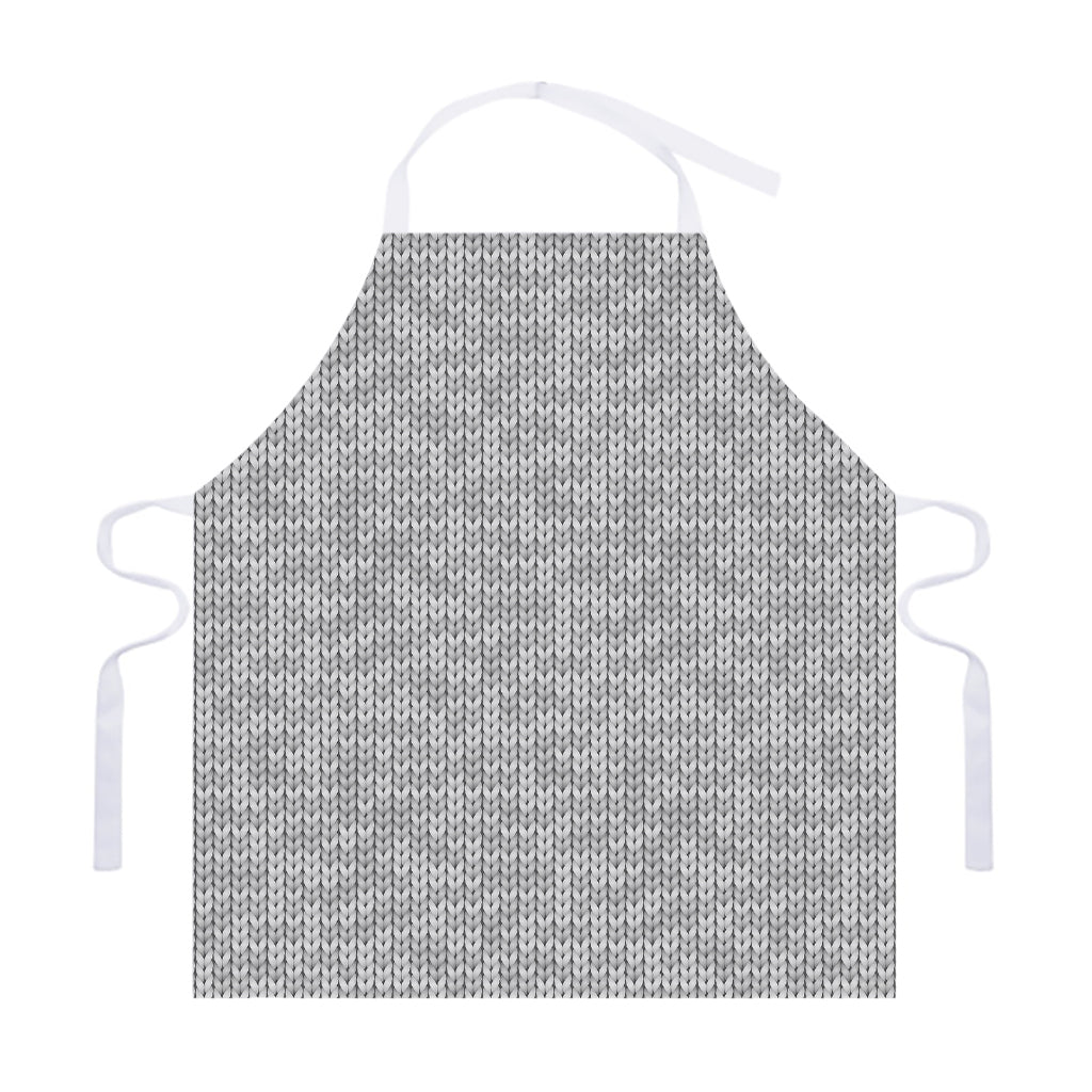 Grey Knitted Pattern Print Adjustable Apron