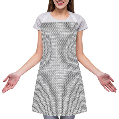 Grey Knitted Pattern Print Adjustable Apron