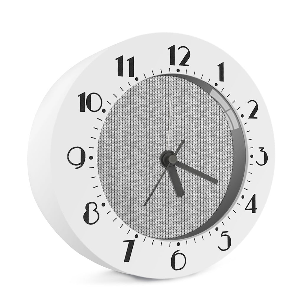 Grey Knitted Pattern Print Alarm Clock