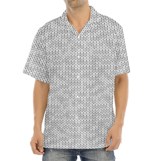 Grey Knitted Pattern Print Aloha Shirt