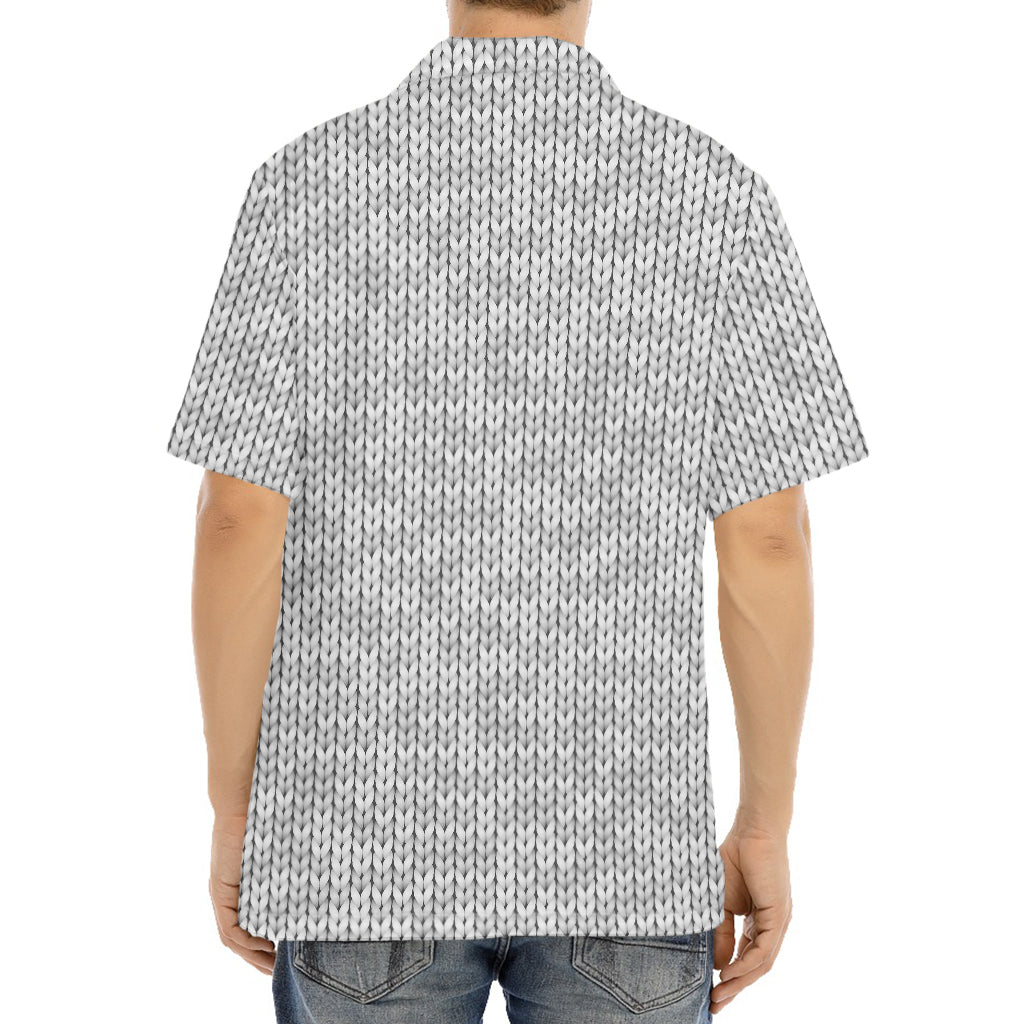Grey Knitted Pattern Print Aloha Shirt